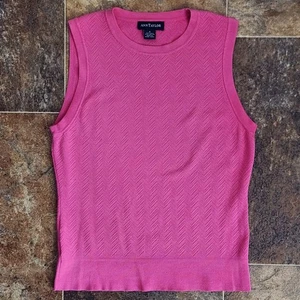 Chaleco Vintage Ann Taylor Rosa Hecho en Hong Kong Mezcla de Seda Pequeño Y2K Años 90 Zig Zag - Imagen 1 de 7