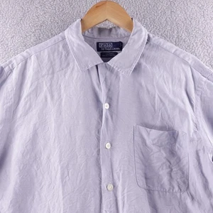 Polo Ralph Lauren Caldwell Silk Linen Blend Short Sleeve Button Down Shirt Men L - Picture 1 of 7