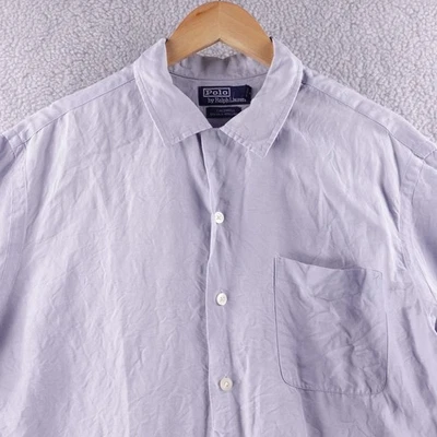 Polo Ralph Lauren Caldwell Silk Linen Blend Short Sleeve Button Down Shirt Men L - Image 1 of 4