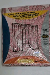 DUPONT Maytex Mills anni 60 VINTAGE 3 pezzi DECORATORE DRAPPEGGIO rosa in confezione - Foto 1 di 6