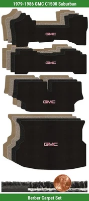 Набор берберских ковриков на заказ для 79-86 GMC C1500 Suburban с логотипом (4 шт.) #MYW - Изображение 1 из 4
