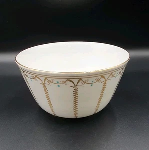 Beautiful 19th Century Porcelain Slop Bowl, Gold And Turquoise Bead Decoration  - Picture 1 of 12