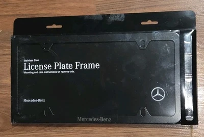 NEW Mercedes-Benz BLACK SLIMLINE Stainless Steel LICENSE PLATE FRAME Genuine OEM - Image 1 of 2