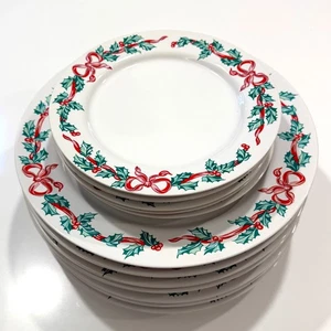 "Weihnachtsbänder" 8er Set Speiseteller + 5 Salat Dessert Teller Tableworks - Bild 1 von 5