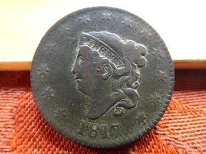Moneta rame 1817 testa di corona USA grande centesimo 1c - senza riserva - gratuita S&H USA - Foto 1 di 2