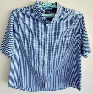 PURITAN Mens 3XL Navy Check Woven Short-sleeve Shirt - Picture 1 of 8