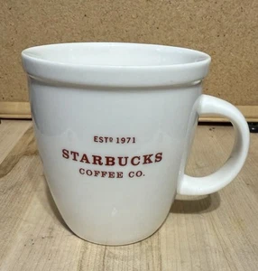 STARBUCKS 2007 18oz WHITE W/ RED ABBEY HOLIDAY ESTD. 1971 COFFEE MUG OVERSIZE - Picture 1 of 6