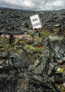 Wall Art "Road Closed" Kilauea, Big Island, Hawaii A3 Print - Picture 1 of 1