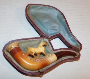 Vintage Meerschaum Pipe in Original Case - Hand Carved Horse - Picture 1 of 10
