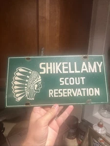 Vintage 1960s Shikellamy Indian Scout Reservation Booster License Plate PA - Picture 1 of 4