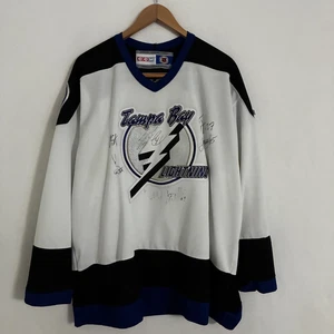 CCM NHL Tampa Bay Lightning Trikot Herren XL bestickt Hockey Canada Made SIGNIERT - Bild 1 von 10