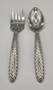 Ralph Lauren Equestrian Braid Serving Fork and Spoon Stainless Steel Flatware - Picture 1 of 5