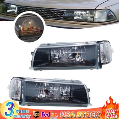 Headlights Set For 88 92 Toyota Corolla Sedan/Wagon W/ Corners Lamps Left+Right - Изображение 1 из 4