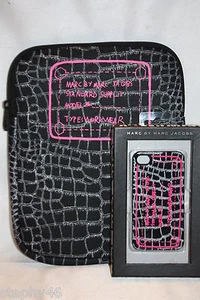 NEW! NWT! MARC by MARC JACOBS Black Neoprene Ipad Case & Iphone 4 / 4s Case - Picture 1 of 7