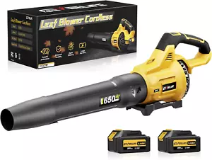 Leaf Blower Cordless, 650CFM & 3 Speed Levels, Electric Cordless Leaf Blower wit - Picture 1 of 9