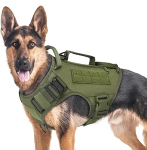 Tactical Dog Harness Military No-Pull Adjustable Training Vest Military Green - Picture 1 of 6