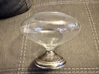 Vtg  Duchin Creation Glass Candy Dish ~ Weighted Sterling Silver Base - Image 1 of 4