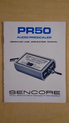 Sencore PR50 Preescalador de Audio Funcionamiento Aplicación Bolsillo Manual 7E B3  Foto 1 de 2