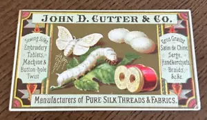 Victorian Trade Card John D Cutter & Co. Reine Seide Faden & Stoffe 1880er Jahre - Bild 1 von 3