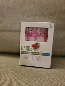 Flamingo LED Light Set 10 Lights Transparent Wire Indoor Decor by Garden Party - Picture 1 of 2