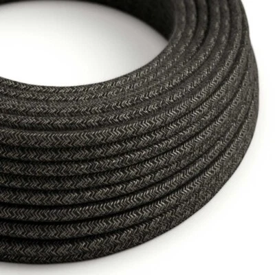 Câble textile rond lin - Anthracite/Naturel - 2x0.75 - Longueur 5 mètres - Photo 1/4