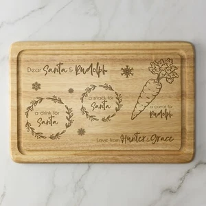 Personalised Christmas Eve Wooden Board Santa Rudolph Reindeer Xmas Cookie - Picture 1 of 5