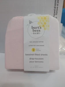 NEW Burts Bees Organic Cotton Knit Bassinet Fitted Sheets (2) - Picture 1 of 3