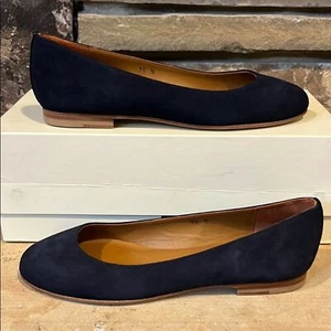Margaux The Classic Elegant Midnight Navy Suede Ballet Flats - Picture 1 of 10