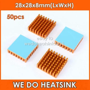 50 pièces dissipateur thermique or 28 x 28 x 8 mm aluminium WE DO avec ruban thermique - Photo 1/6