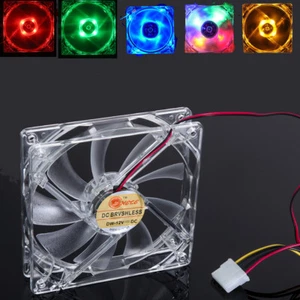 120mm PC Computer Clear Case Quad 4 LED Light CPU Cooling Fan 12cm - Afbeelding 1 van 23