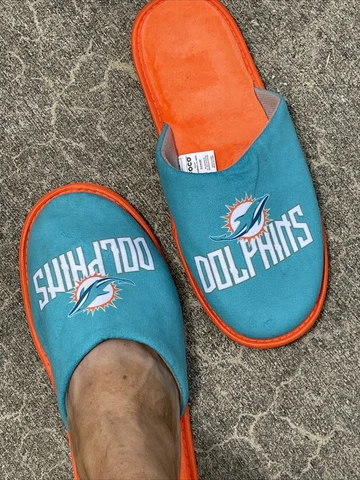 MIAMI DOLPHINS Foco Forever Collectibles Bedroom Slippers Men L 11 12 ❤️blt7m79 Cover
