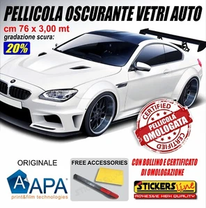Pellicola Oscurante Vetri Auto APA ® 20% VLT SCURA omologata oscuramento 76x300 - Imagen 1 de 6