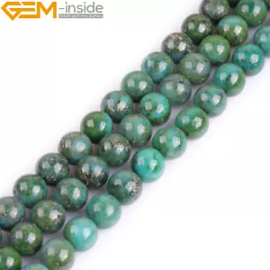 Pietra Preziosa Pirite Verde Migliora Colore 15" Perline Rotonde per Creazione Gioielli 4-12mm - Foto 1 di 36