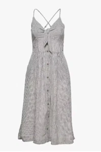 Superdry Jayde Tie Front Midi Striped Summer Dress Size 14 - Picture 1 of 8