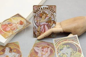 Mucha  PET stickers | 10pcs PET Stickers Mucha vintage style pattern woman myste - Picture 1 of 10