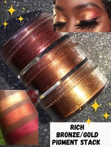 Intense Shimmer Gold Bronze Red Loose Multi-purpose Highlighter Stack Reusable - Picture 1 of 15