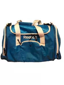 REEBOK ACTIVE CORE GRIP MEDIUM DUFFEL BAG BLUE White Trim Logo Travel Gym Yoga - Picture 1 of 4