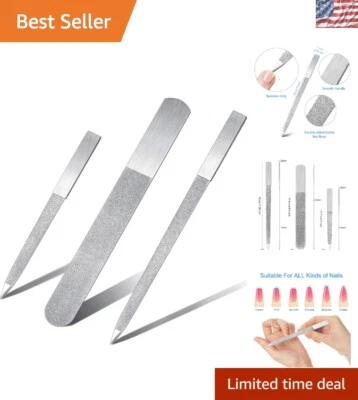Stainless Steel Nail Buffer Trio with Cuticle Pusher - Male & Female Friendly - Image 1 of 4