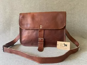 Leather Bag 15" wide Satchel S15R Laptop Buckle Vintage Sam Road Bags - Picture 1 of 6