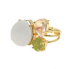 MOP Pearl Gold Plated Ring Three Stone Ring Jewelry Adjustable Ring S375
