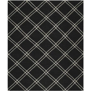 SAFAVIEH Dhurries DHU638A Handwoven Black / Ivory Rug - Picture 1 of 21