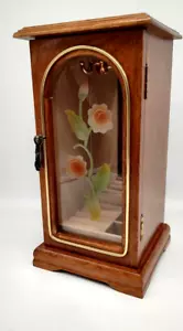 Vintage Jewelry Box Armoire Engraved Frosted Flowers Necklace Carousel 10 In - Picture 1 of 17