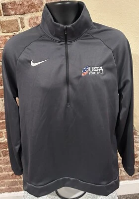 Pulôver Nike Dri-Fit Therma EUA futebol rugby 1/4 zíper grande cinza antracite - Imagem 1 de 4