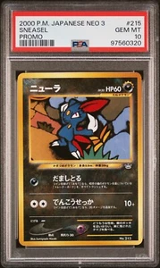 Tarjeta Pokémon japonesa Sneasel PSA 10 No.215 Neo 3 Promo Premium File 2000 - Imagen 1 de 2