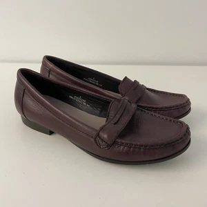 Marks Spencer Footglove Leather Burgundy  Loafers Tassels Flat Comfort Size 4 37 - Picture 1 of 11