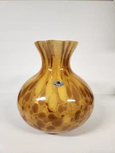 Grande vaso vetro artistico vintage Maestri Vetrai Italia oro ambra scintillante bolla - Foto 1 di 19
