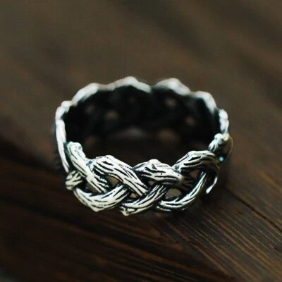 Vintage Branch Braid Knot Wedding Band Stainless Steel Men Women Ring Size 7-12 - Image 1 of 4
