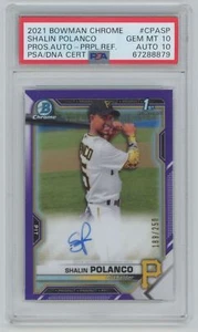 2021 Bowman Chrome Prospect Autographs Purple Refracto /250 PSA AUTO10 Shalin - Picture 1 of 2