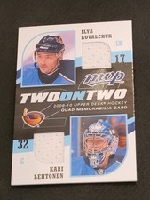 2009-10 UPPER DECK MVP KOVALCHUK LEHTONEN HORTON VOKOUN J-KLHV TWO ON TWO JERSEY
