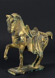 Vintage Gusseisen Krieg Pferd Tang Dynastie Stil chinesische Skulptur Türstopper MCM 8" - Bild 1 von 9